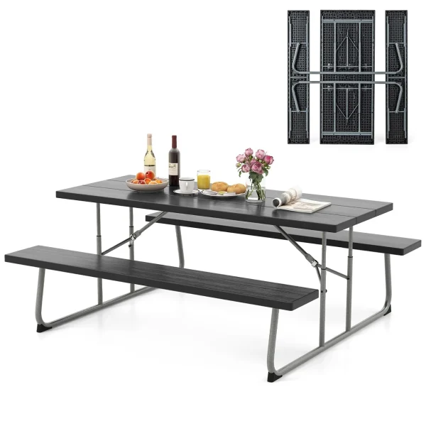 6FT Folding Picnic Table with Benches