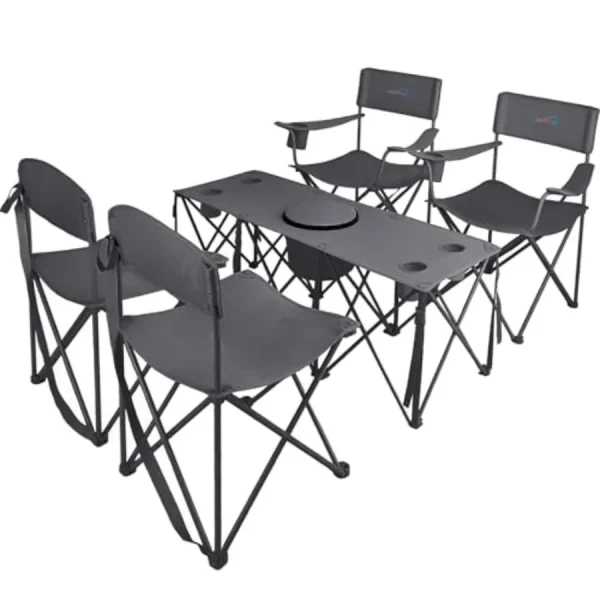 5-Piece Folding Camp Chair Set with Table